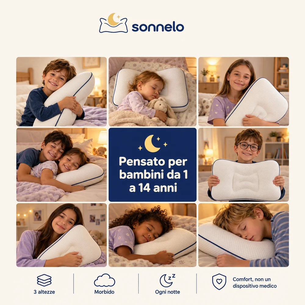 Bambini da 1 a 14 anni con il cuscino Sonnelo